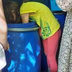 12. Juli: Wir füllen die Futtertöpfe wieder mit Körnern auf. (Foto: Hellas Adlung)